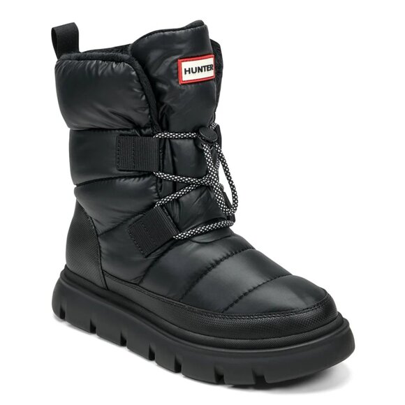 Hunter Women's Moon Lug Sole Insulated Waterproof Snow Booties in Black - Picture 2 of 6